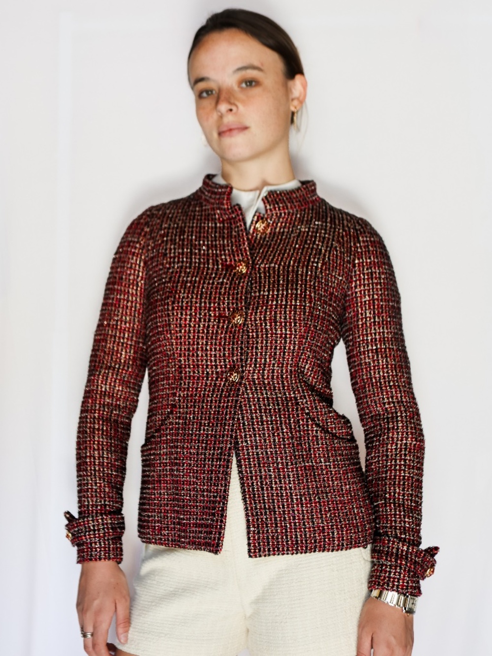 Chanel Burgundy Tweed Paris-Bombay Runway 2011 Jacket